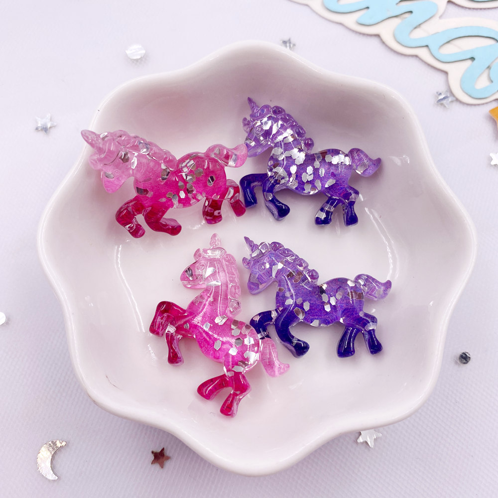 Paradise Jewelry & Watches Llc Photos - 6PCS Colorful Resin Glitter 3D Unicorn