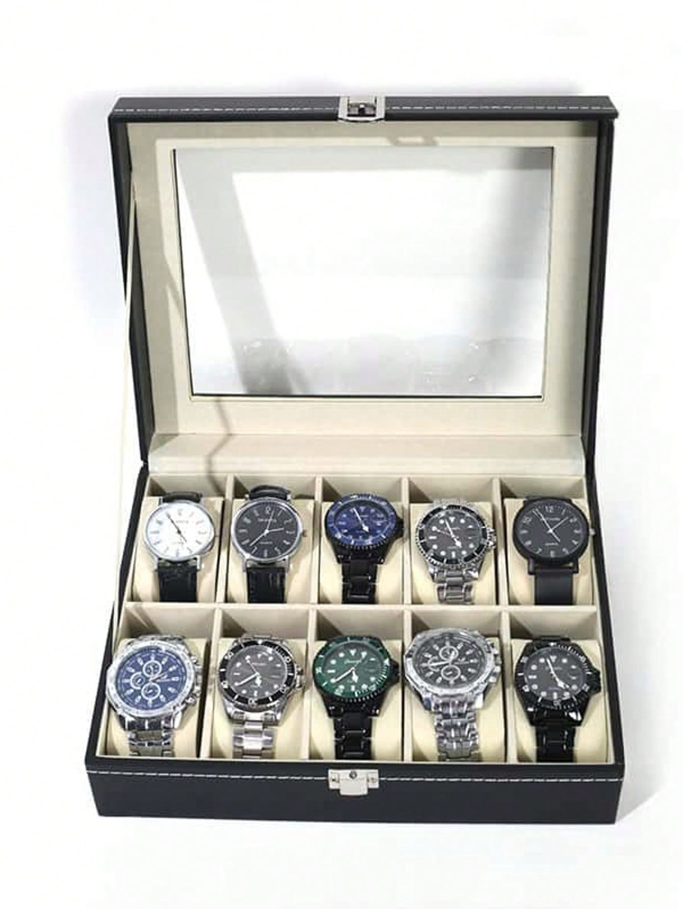 Leather Watch Box with Lock, L - огляд і ціна Jewelry Box With Watches