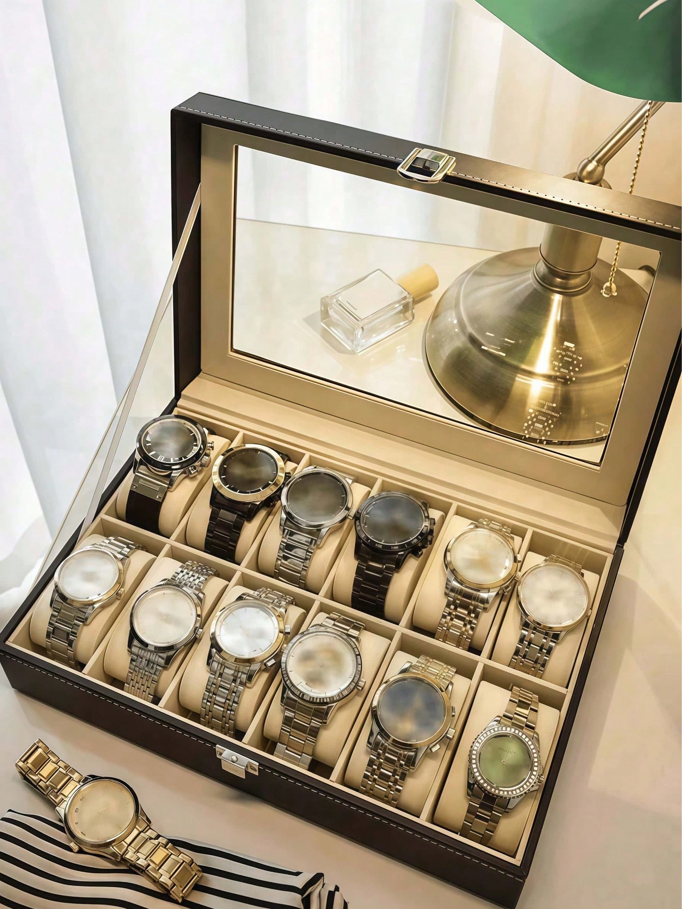 Leather Watch Box with Lock, L - огляд і ціна Jewelry Box With Watches